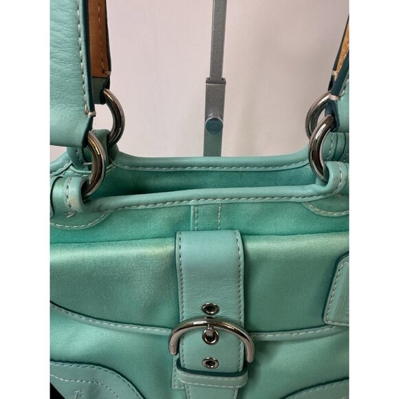 Vintage Coach Blue Soho Canvas & Leather Tote Buckle Front Flap L043-1881 VGUC* - Picture 3 of 7